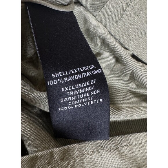 Utility Safari Jacket Olive Green Belted Lightweight Rayon Shacket Womens Medium - Picture 5 of 5